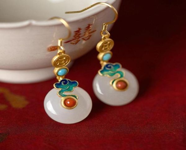 

stud real 14k gold jewelry earring women fine aros mujer oreja jade earrings for orecchini 14 k yellow bizuteria9506109, Golden;silver