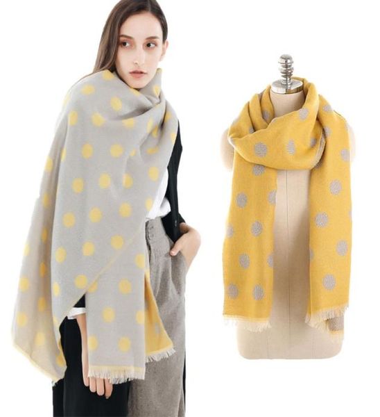 

2018 winter scarf fashion polka dots cashmere scarves for women ladies cotton shawls soft warm bufanda scarfs7935208, Blue;gray