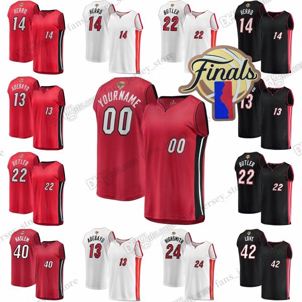 

2023 finals patch basketball jersey butler martin adebayo lowry robinson herro vincent strus yurtseven jovic haslem cain highsmith love olad, Black;red