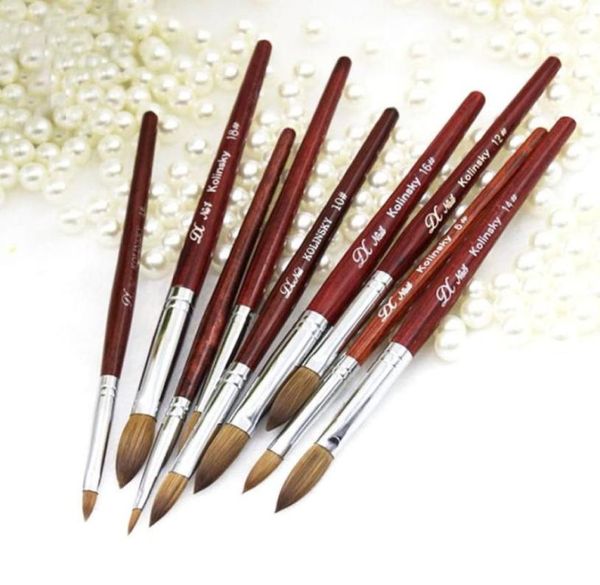 

kolinsky sable acrylic nail brush for powder manicure flat wood handle gel builder brushes choose size6474868, Red;gold