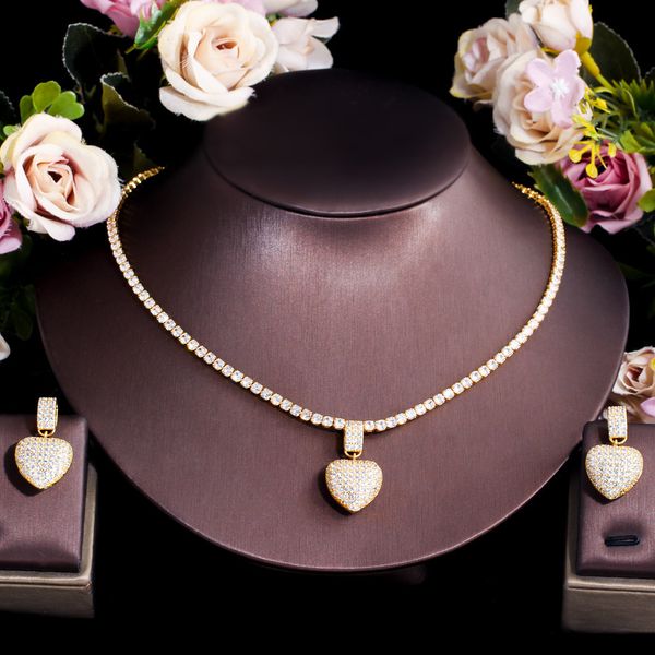 

queen heart lab diamond jewelry set 14k gold filled party wedding earrings necklace for women bridal engagement jewelry gift, Slivery;golden