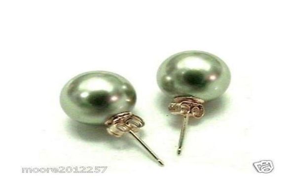 

10mm green shell pearl new 2pc stud earringsgtjewerly 0127657758, Silver