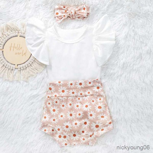 

clothing sets 2023 baby girls summer newborn infant printing shorts set cute outfits for 3-24m toddlers girl's outdoor suits, White