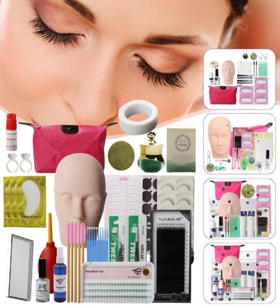 

5type false eyelash extension training kit exercise practice mannequin head set grafting eyelash tools kit eye lashes grafting2630609