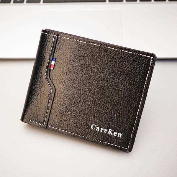 

wholesale wallet mens short purses and thin business young students multiple card slots ticket holder stall pu purse, Red;black