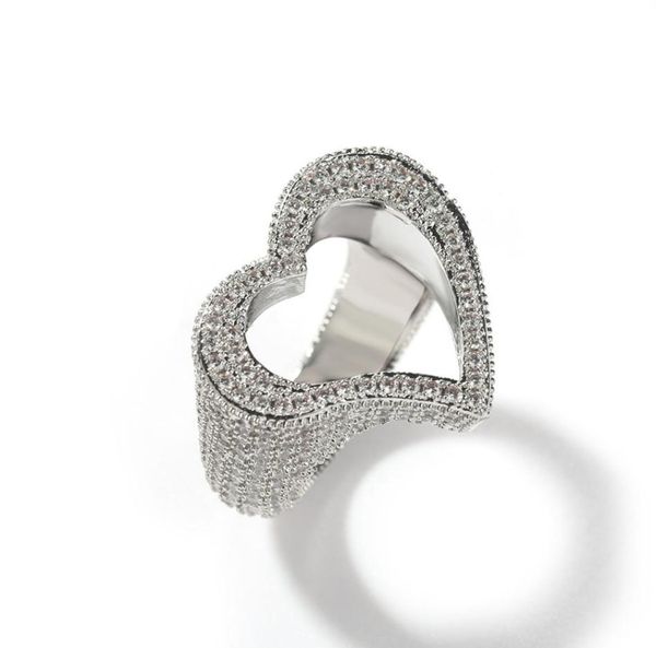

iced out gold ring fashion heart stones silver mens rings hip hop jewelry5156984