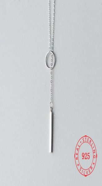 

100 925 sterling silver circle strip bar pendant necklace adjustable chain necklaces for women wedding jewelry gifts long necklac6753700