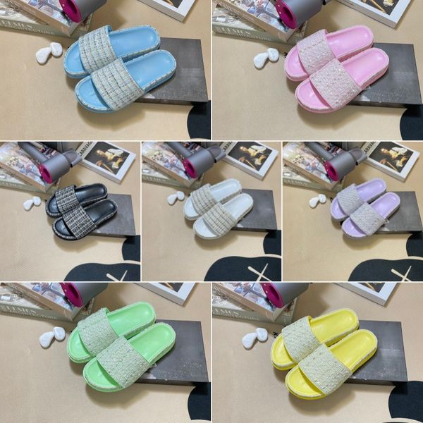 

fashion designer lady slippers womens flats thick bottomrflip flops quilted womanoutdoor indoor slides shoes l bath sandal, Black