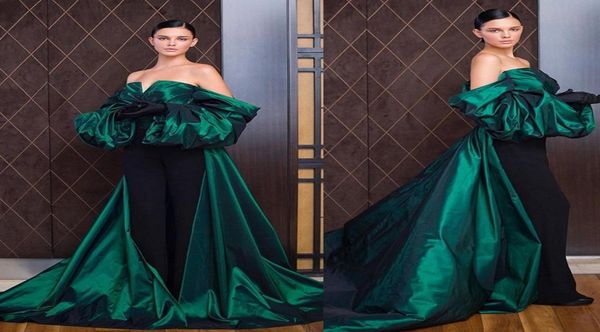 

azzi osta 2020 jumpsuits prom dresses ruffles off the shoulder long sleeve women formal wear evening gowns black girl african vest7429734