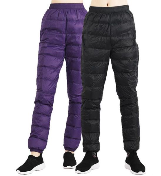 

winter women men039s soft down pants windproof outdoor sports camping hiking skiing breathable male trousers9270812, Black;green