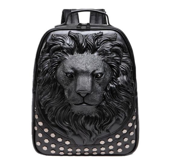 

shoulder computer bag men school bags trend personality rivet creative lion fashion backpack46026092163512