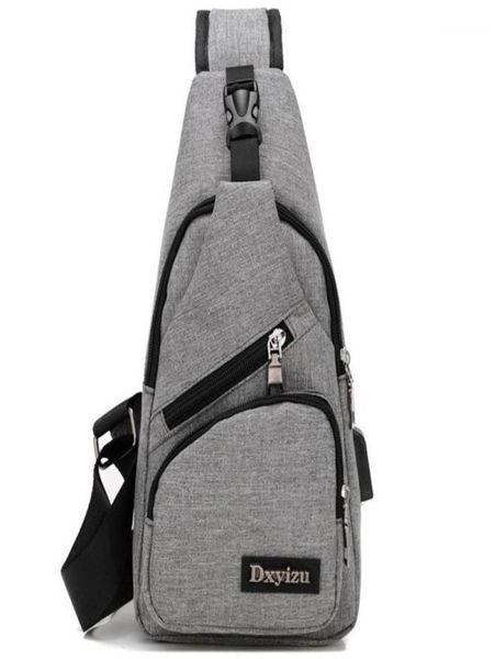 

couple casual male chest bag outdoor sports travel daypack unbalance sling backpack with usb charging port1554474