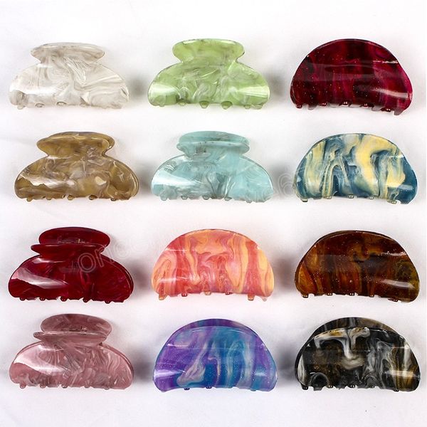 

8.5cm trendy charm marble textured crab hair clips colorful starry sky geometric hair claws grab clamps women hair accessories, Slivery;golden