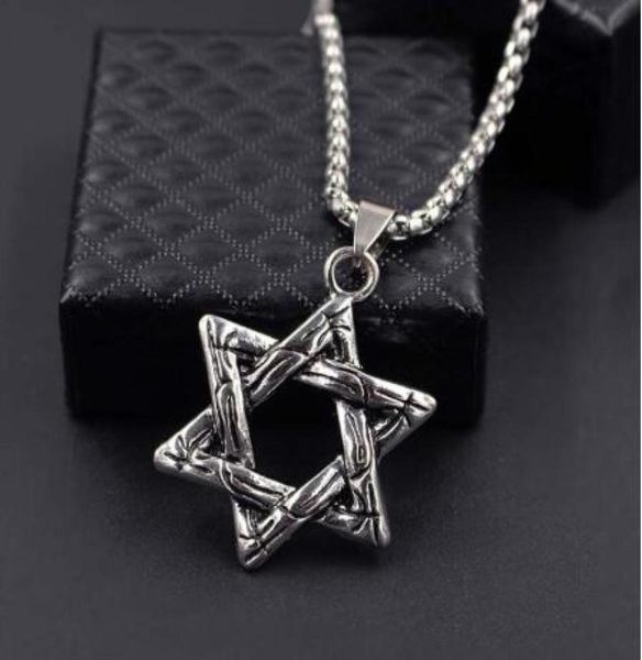 

star of david pendant israel chain necklaces men women stainless steel judaica silver color jewish jewelry xlct0272199837