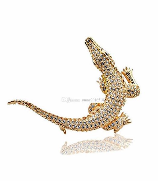

shiny crystal diamonds crocodile brooches ladies scarf pins brooch for women bouquet 18k rose gold plated alloy jewelry2756720, Gray