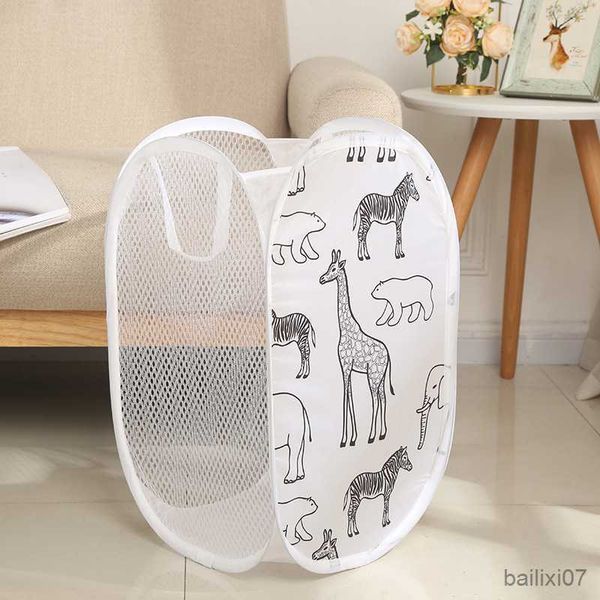 

basket 1pc foldable laundry basket large capacity organizer basket for household dirty clothes nylon mesh bag for toy storage