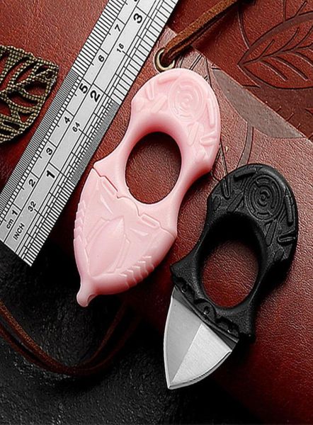 

portable mini knife self defense keychain folding outdoor necklace creative sharp fruit srcc71049778689027, Silver