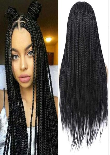

long box braided braids wigs heat resident synthetic braiding hair wig for afro black women45522782897794