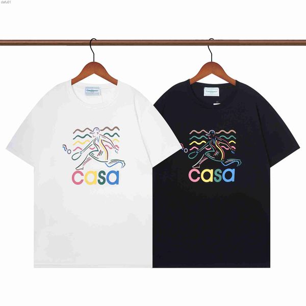 

casablanca t shirt men designer t shirts casablanc shirt wear summer round neck sweat absorbing short sleeves outdoor breathable cotton tees, White;black