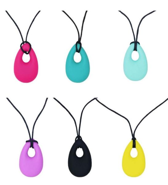 

6 pack chewing necklace silicone teether pendant kids teething toys for autism2295797