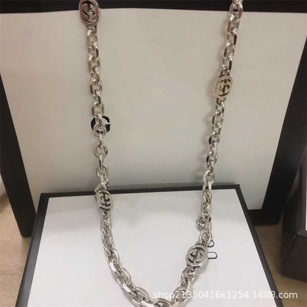 

designer jewelry bracelet necklace ring classic interlockin couple chain pendant heavy for men women, Silver