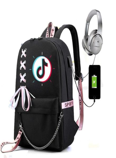 

backpack shoulder bag tik tok tiktok usb bag korean pack leisure pack50247818798908