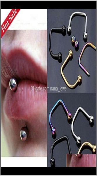 

50pcs surgical steel lip labret rings bar body jewelry piercing 16g three colors vbteu 8dsmh3839892, Black