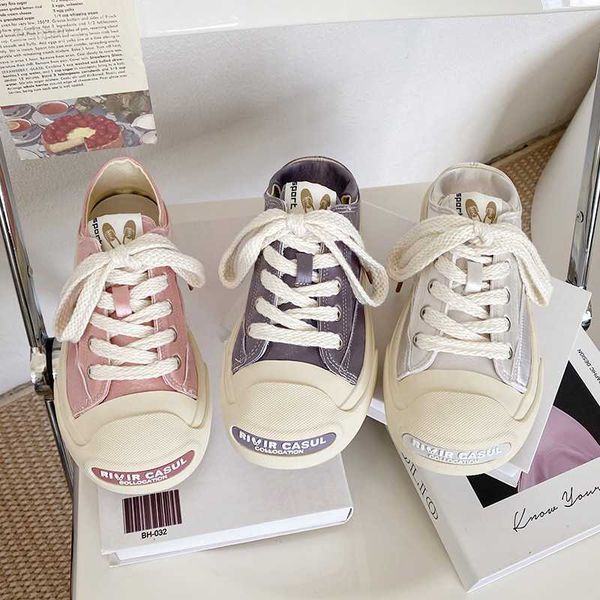 

summer xiaozhong ugly cute big head lazy half slipperboard shoes children's thick sole 2023 new casual one foot pedal canvas shoes, Black