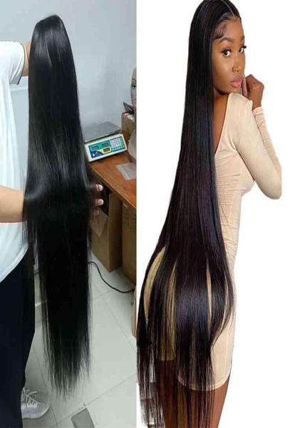 

30 32 34 36 38 40 50inch hdtransparent lace human hair wig nature cuticle aligned 13x6 long straight lace front wigs1661566, Golden;white