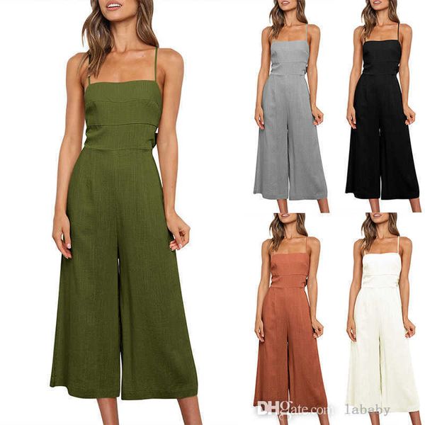 

2023 plus size womens clothing fashion jumpsuit backless breast wrap suspender row binding loose wide log pants jumpsuits for women s-3xl bo, Black;white
