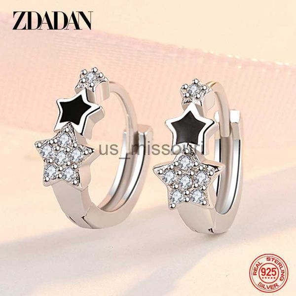 

stud zdadan 925 sterling silver black stars zircon hoop earring women charm wedding jewelry party gift j230529 j230529, Golden;silver