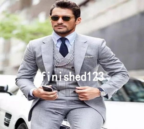 

brand new one button light grey wedding groom tuxedos notch lapel groomsmen men suits prom blazer jacketpantsvesttie no21499289323, Black;gray