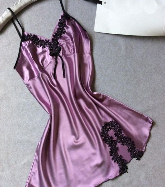 

summer simulation silk pajamas lady condole vneck spun silk sportswear pijama sleeveless women sleepwear3723937, Red;black