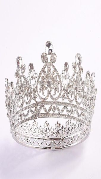 

crystal queen crown wedding full circle pageant tiara bride crown rhinestones princess tiara bridal crown headband hair jewelry c17362018, Slivery;golden