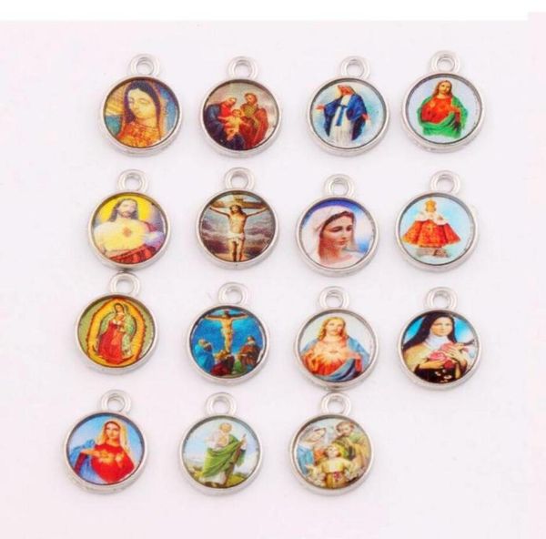 

antique silver catholic religious church medals cross spacer charm beads pendants alloy handmade jewelry diy l1707 127x99mm 300p5776053, Bronze;silver