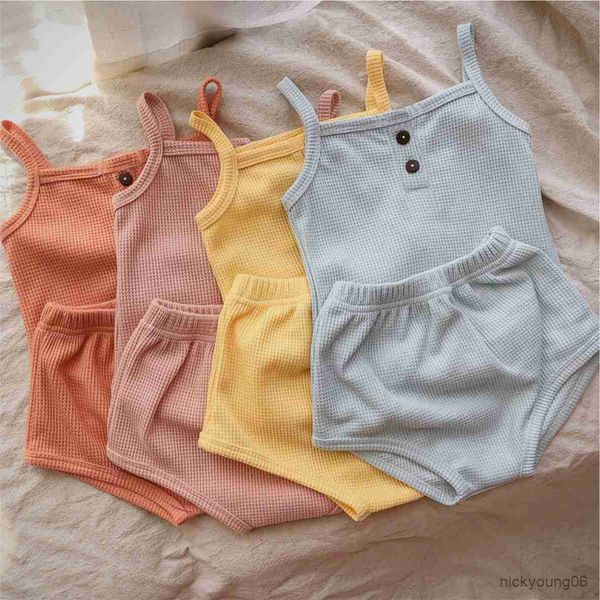 

clothing sets infant baby girls outfit summer new camisole suit children's triangle shorts set, White