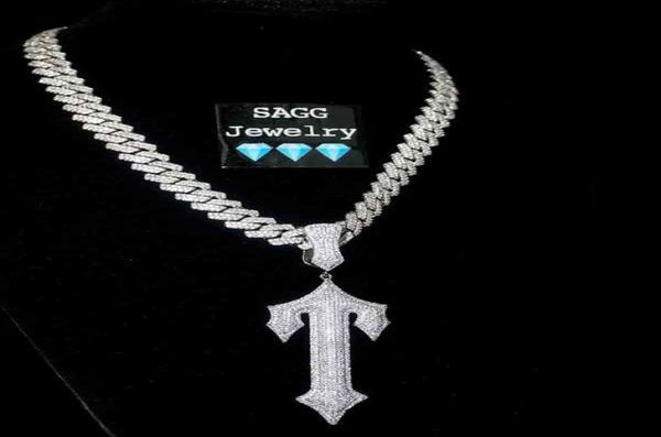 

trapstar full diamond necklace cross pendant hip hop rap dril customized same centralcee exclusive1203727, Silver