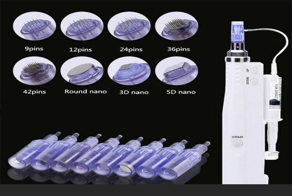 

10pcs replacement micro needle cartridge tips for mesotherapy meso gun derma pen microneedle anti aging facial skin care wrinkle r3919228, Black;white