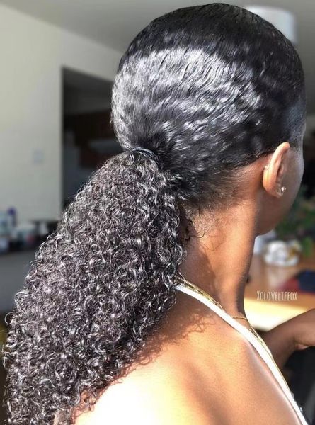 

3b 3c kinky curly ponytail extension black pony tail wrap around clip in hair extensions afro puff kinki pony tail hairpiece for women 120g