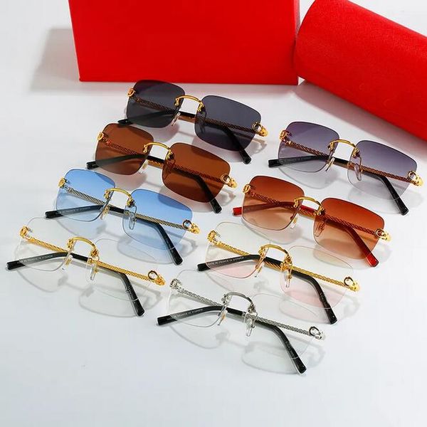 

wholesale sell rimless delicate fashion sunglasses metal driving glasses c decoration designer uv400 lens eyeglasses, White;black