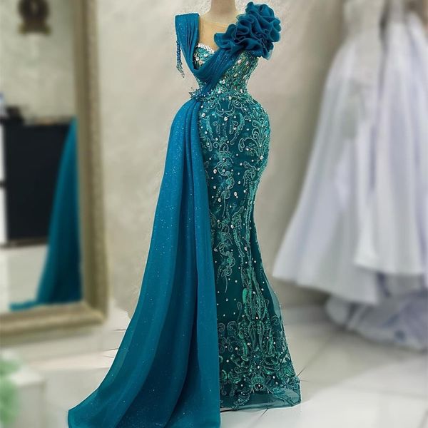 

2023 may aso ebi beaded crystals prom dress mermaid sequined lace evening formal party second reception birthday engagement gowns dresses ro, Black