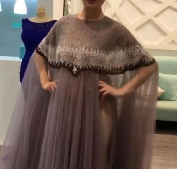 

2017 column pregant evening dresses crew neckline crystals beaded cape floor length tulle evening dresses plus size prom gowns1534707, Black;red