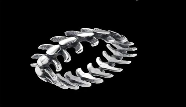 

1pc worldwide spine ring 316l stainless steel band party fashion jewelry cool fish bone ring4349709, Silver