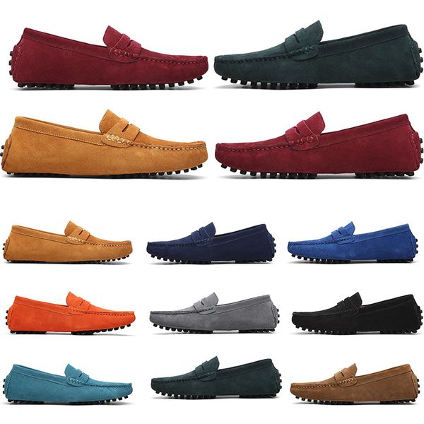 

mens women outdoor shoes leather soft sole black red orange blue brown orange comfortable casual shoes 021