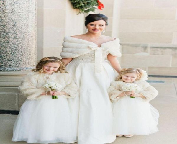 

2020 in stock winter warmer white ivory faux fur shawl wrap wedding bridal bridesmaid wraps women shawl with ribbon custo6029733