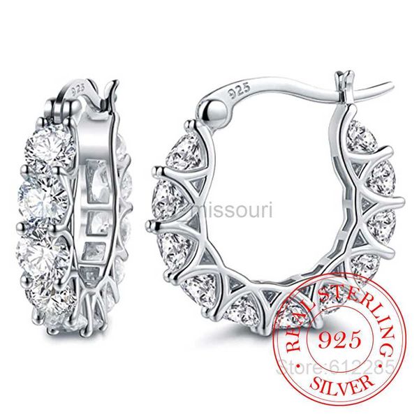 

stud real 925 sterling silver cubic zirconia circle hoop earrings for women girls wedding party classic 2022 new jewelry oorbellen j230529, Golden;silver