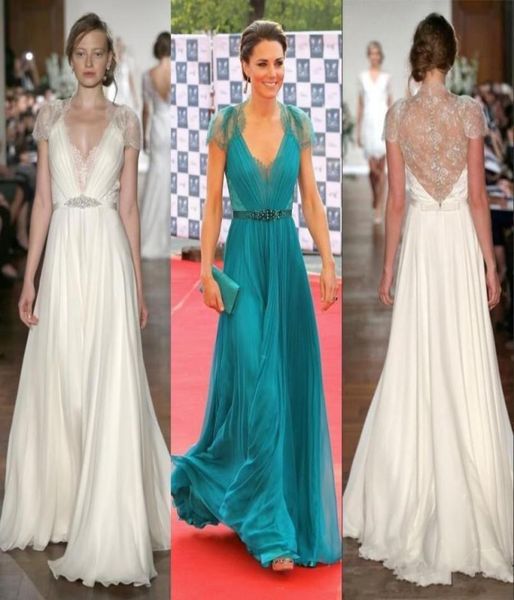 

2019 v neck cap sleeves formal evening gowns sheer button back chiffon lace floor length celebrity dresses5262887, Black;red