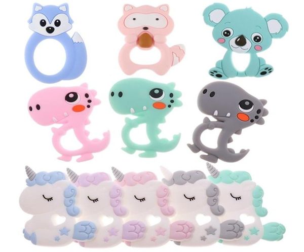 

bpa 10pc cute dinosaur silicone baby teether pendant teething necklace koala dragon food grade nursing gift unicorn raccoon 26852458