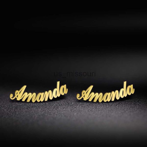 

stud sipuris fashion custom name earrings personalized stainless steel initial letter nameplate jewelry for women stud earrings gifts j23052, Golden;silver