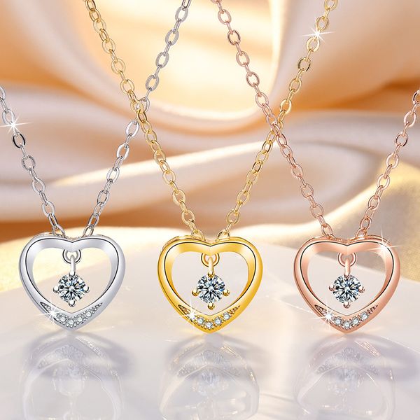 

selling women fashion heart necklaces 18k gold/platinum/rose gold plated pendant necklace set, Silver